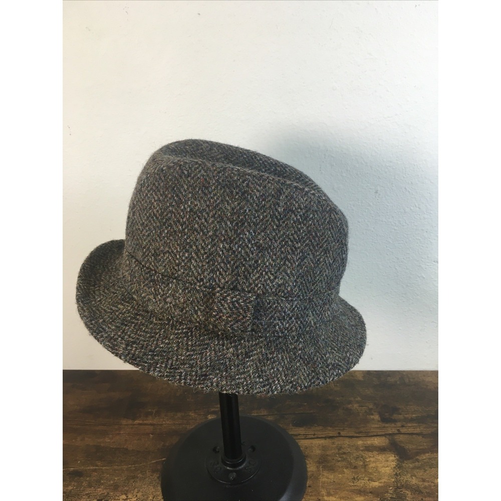 Harris Tweed Pitlochry Wool Trilby Hat Medium 57-58 Gray Made in Scotland EUC